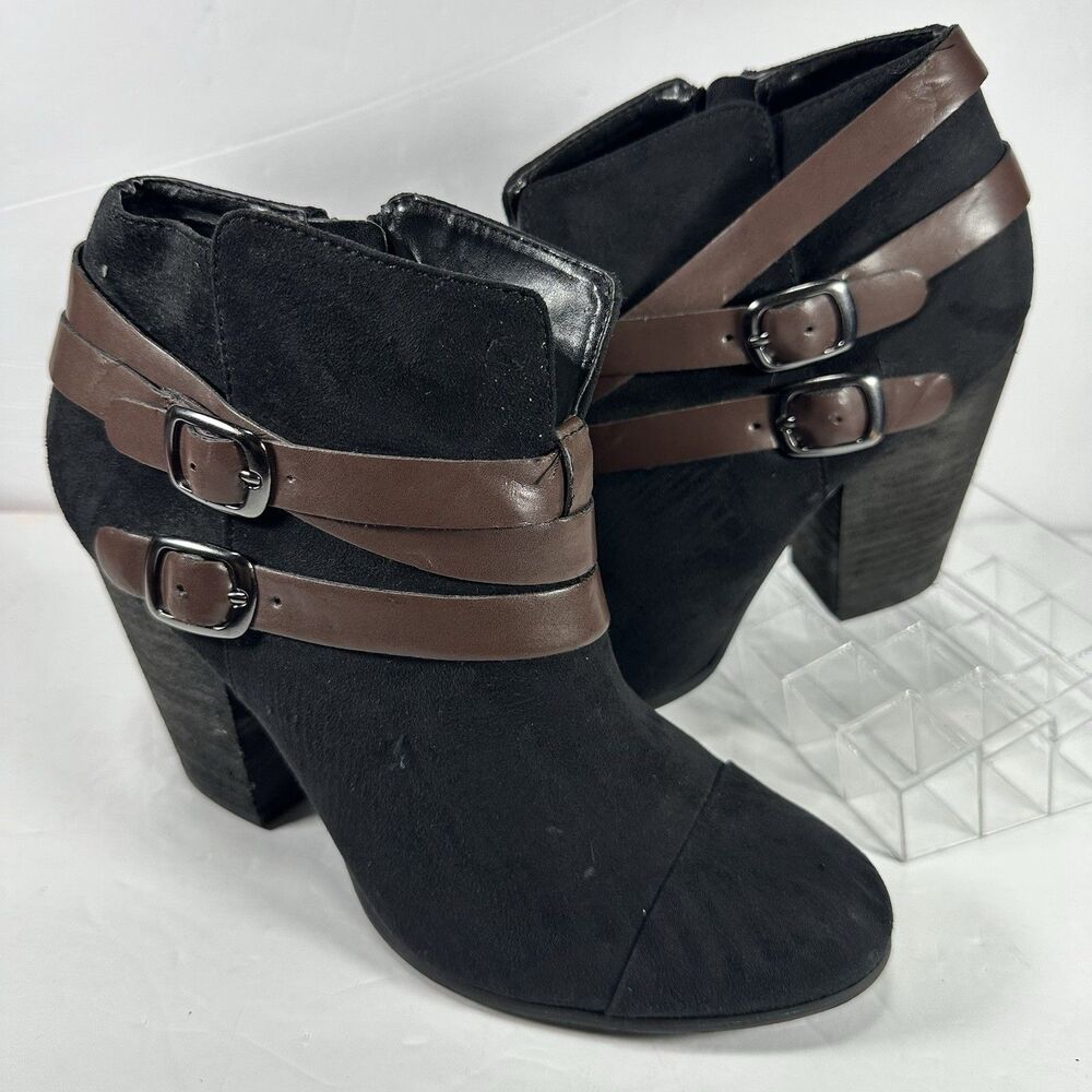 Carlos Santana Helene Black Suede Buckle Ankle Boots Women’s 9M